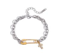 Générique Avec pendentif en forme de trombone en acier inoxydable | à main avec breloque trombone multicolore, chaîne de poignet avec pendentif symbole Crucifix et Design