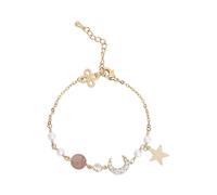 Générique Avec Perle Jonc Bracelet Bracelet perles en Zircon, Design avancé pour femme Valentin Et Naturelle Noir Anneaux (Pink, One Size)