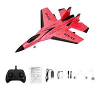 Générique Avion de Chasse télécommandé Su-35 avec lumières LED, 2 canaux, pour passionnés d'aviation, Avion de Chasse en Mousse pour Adultes en extérieur,Rouge