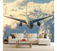 Générique Avion Papier Peint Photo, Montagne Enneigée Mat image Muraux Poster, épaissi Photo Murale pour Chambre Salon Chambre d'enfants Mur de fond TV Dortoir Décoration Murale 450 x 315 CM