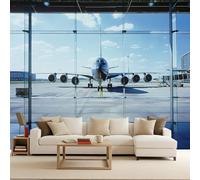 Générique Avion Papiers peints, 3D Héliport Salon Wallpaper, étanche Mat épaissi Photo Murale, Chambre Intissé Papier Peint Photo, Mur de fond TV lmage Muraux Poster 450 x 315 CM