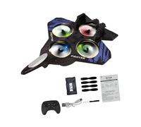 Générique Avion Télécommandé Enfant Avion à Aile Fixe Avion de Chasse RC Jouet Planeur Acrobatie Télécommandé LED Colorées Intégrées Structure Mousse PP Solide, Bleu 1 Batterie