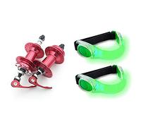 Générique Axe de Roue Avant Arrière 1 Paire 100/135mm Mountain VTT Disque De Frein Hub Rouge avec Brassard de 2pcs, Bras Course réfléchissant