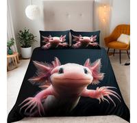 Générique Axolotl Housse De Couette 240x260 cm Aquatique 3D Microfibre Parure De Lit, Literie Fermeture Éclair-Sets De Housse Couette 2 Personne avec 2 Taies d'oreiller 50x75 cm B-23