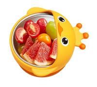 Générique Babby Food - Stainless Steel Cartoon Container, Self Feeding Supplies for 6 Months, Babyy Noodle Suction | Led Weaning Training Dish, High Chair Tray Secure, Playgroup Snack