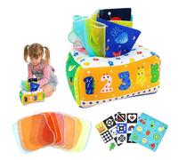 Générique Baby De Mouchoir Boîte Jouet, Toys Sensory avec 8 Foulards en Soie F, Tire Sensoriel Le Long La Boîte Tissus pour Bébé, 6-12 Mois Must Haves - Baby Toys for Boy Girl Christmas Shower Gift