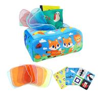 Générique Baby De Mouchoir Boîte Jouet, Toys Sensory avec 8 Foulards en Soie F, Tire Sensoriel Le Long La Boîte Tissus pour Bébé, 6-12 Mois Must Haves - Baby Toys for Boy Girl Christmas Shower Gift
