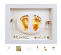 Générique Baby Footprint Kit - Handprint Footprint Making Set, Wooden Photo Frame, Fetal Hair Collection Bottle, Safe Paint, Handmade Baby Keepsake | New Mom Dad Memory Craft For Nursery Home