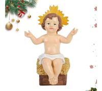 Générique Baby Jésus, résine 19.5x12cm | Baby Ĵésus Figure avec Design Lumineux Brillant, décoration de la nativité, baɓy Jésus et Ensemble de crèche | Affichage de l'église de la Maison de Vacances