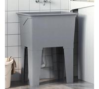Générique Bac à Linge Gris 59x41x75 cm résine PP | Évier Utilitaire autoportant avec Planche à Laver et Porte-Savon | Cuve de Lavage 36L pour Jardin Garage buanderie extérieur