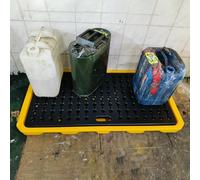 Générique Bac de rétention de déversement de 18,5 gallons, Plateau empilable en polyéthylène pour Garage Diesel et Industriel, Plateforme modulaire drainable pour l'entretien d'atelier (Gris Clair)