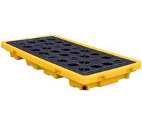Générique Bac de rétention empilable pour fûts d'huile - Plateau de rétention modulaire avec Drain, Plateforme de sécurité Industrielle pour Garage/Usine, Robuste, Jaune, 130 x 68 x 15 cm