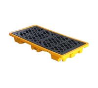 Générique Bac de rétention/Palette secondaire en Plastique pour fûts et pièces huileuses - Bac de récupération avec Orifice de vidange, Grille Amovible, Fentes pour Chariot élévateur - Robus