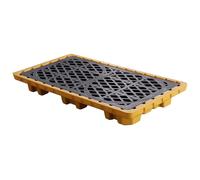 Générique Bac de rétention Robuste en Plastique avec Grille - Bac de rétention étanche pour fûts d'huile et Produits Chimiques, conteneur de Stockage empilable avec vanne de vidange, 1300 x 680 x 150