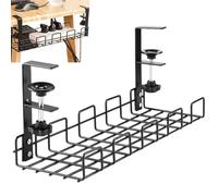 Générique Bac D'Organisation des Câbles sous Bureau | Rangement Bureau Métallique sans Perçage - Range Câbles Modulable sous Plan,pour Gaine, Prise, USB Hub, Ordinateur Et