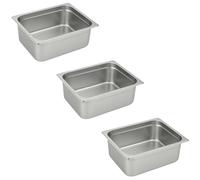 Générique Bac Inox GN 1/1 x 150 mm - Acier Inoxydable Alimentaire - Empilable - Compatible Lave-Vaisselle - Usage Professionnel (Pack de 3)