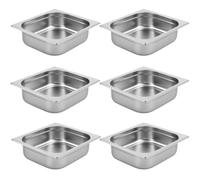 Générique Bac Inox GN 1/2 x 65 mm - Acier Inoxydable Alimentaire - Empilable - Compatible Lave-Vaisselle (Pack de 6)