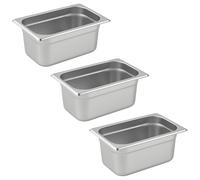 Générique Bac Inox GN 1/3 x 150 mm - Acier Inoxydable Alimentaire - Empilable - Compatible Lave-Vaisselle - Usage Professionnel (Pack de 3)