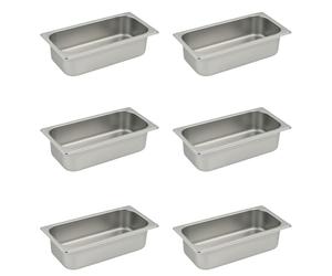 Générique Bac Inox GN 1/3 x 65 mm - Acier Inoxydable Alimentaire - Empilable - Compatible Lave-Vaisselle (Pack de 6)