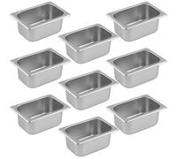 Générique Bac Inox GN 1/4 x 100 mm - Acier Inoxydable Alimentaire - Empilable - Compatible Lave-Vaisselle (Pack de 9)