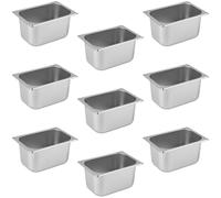 Générique Bac Inox GN 1/4 x 150 mm - Inox Alimentaire - Empilable - Compatible Lave-Vaisselle Professionnel (Pack de 9)