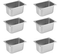 Générique Bac Inox GN 1/4 x 150 mm - Inox Alimentaire - Empilable - Compatible Lave-Vaisselle Professionnel (Pack de 6)