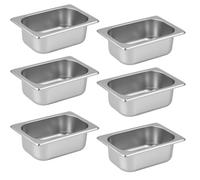 Générique Bac Inox GN 1/4 x 65 mm - Acier Inoxydable Alimentaire - Empilable - Compatible Lave-Vaisselle (Pack de 6)