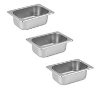 Générique Bac Inox GN 1/4 x 65 mm - Acier Inoxydable Alimentaire - Empilable - Compatible Lave-Vaisselle (Pack de 3)