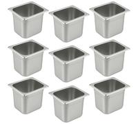 Générique Bac Inox GN 1/6 x 150 mm - Acier Inoxydable Alimentaire - Empilable - Compatible Lave-Vaisselle - Usage Professionnel (Pack de 9)