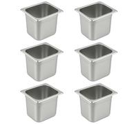 Générique Bac Inox GN 1/6 x 150 mm - Acier Inoxydable Alimentaire - Empilable - Compatible Lave-Vaisselle - Usage Professionnel (Pack de 6)