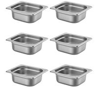 Générique Bac Inox GN 1/6 x 65 mm - Acier Inoxydable Alimentaire - Empilable - Compatible Lave-Vaisselle (Pack de 6)