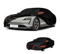 générique Bache Voiture Exterieur imperméable Compatible avec Porsche Taycan 4S 2019-2026,résistante à la Neige, à la Pluie et au Vent,Toutes Les Saisons bache Voiture (Black Orange)