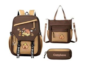 Générique Backpack Capybara, sac à crayons 810g ensemble pour la conception de dessins animés, sac à bandoulière avec plusieurs compartiments, accessoire de voyage scolaire pour les élèves