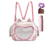 Générique Backpack For Women - PU, Funny Cat Shoulder Bag, Small Travel Backpack | Multi Compartment, Cute Fashion Bookbag, For Office Work, College, Camping, Hiking And Vacation