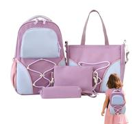 Générique Backpack School, 4 Pieces Bag Books, Large Capacity Travel Bookbag with Pencil Case, Organizer Set for Teenagers College Daily Textbooks Stationery Study Classroom Use