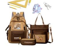 Générique Backpack Set, Capybara Bag, Multi-Pouch Storage with Pencil Case and Tote Bag, Laptop Bookbag for Daily Students, Kids Travel Needs, School Activities, Girls Organization, Outdoor Carrying