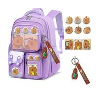 Générique Backpack with 10-Piece Accessories, Cute School Supplies Stationery, Kawaii Backpack Gift for Teens and Students (Purple,Large)