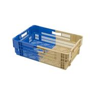 Générique Bacs de rangement ajourés 22L & 34L - Plastique résistant - Gerbables & emboîtables - Bleu-beige - Format 60x40 cm -Stockage de fruits/légumes - caisse de stockage (600 x 400 x 187 mm)