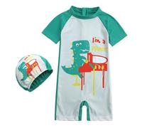 Générique Badeanzug Baby - Maillot De Bain 1 PièCe pour BéBéS GarçOns Motif Dinosaure Fermeture éClair avec Chapeau Protection Contre Les éRuptions CutanéEs Combinaison De Surf