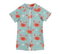 Générique Badeanzug Jungen - Maillot De Bain 1 PièCe à Manches Courtes Et Short pour GarçOn avec Fermeture éClair sur Le Devant Motif Dessin Animé pour La Plage Et La Piscine