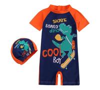 Générique Badeanzug Kinder - Maillot De Bain 1 PièCe Dinosaure pour BéBéS GarçOns Et Filles avec Fermeture éClair avec Chapeau Protection Contre Les éRuptions CutanéEs Tenue De Surf
