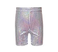 Générique Baggy Garcon Short à Trois Points à Paillettes pour Enfants et Adultes,Pantalon de Danse,Short d'entraînement,pour Assister des Spectacles et des événements(Silver,3-4 Ans)