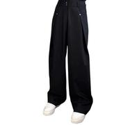 Générique Baggy Homme Pantalon de Costume, Pantalon Ample et Droit, Tenue de Mi Saison Confortable, Bas de Loisirs Élégant pour Printemps et Automne(Black, XXXL)