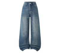 Générique Baggy Jeans Enfant - Jean Large Ado Fille Pantalon en Jean Ample pour Filles Jambes Larges Confortable et décontracté en Tissu Doux et Extensible idéal pour Jouer au Quotidien