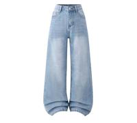Générique Baggy Jeans Enfant - Jean Large Ado Fille Pantalon en Jean Ample pour Filles Jambes Larges Confortable et décontracté en Tissu Doux et Extensible idéal pour Jouer au Quotidien