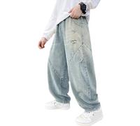 Générique Baggy Jeans pour Garçons avec Ceinture Élastique Cordon & Poignets Pantalon en Jean Loose Fit Taille Garcon 16 Ans Ete 4 Le Printemps Années 90 Hip Hop Streetwear (Bleu,10-11 Ans)