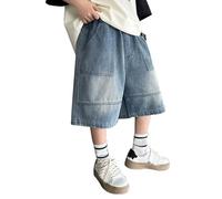 Générique Baggy Jeans pour GarçOns avec Ceinture ÉLastique,Loose Taper Fit Jeans GarçOn Boys Pants Light Blue Denim, Jean Coupe AjustéE en Tissu Stretch Couleurs GarçOn Jeans Large Garcon 14 Ans