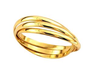 Générique Bague 3 Anneaux Entrelacés Plaqué Or 18K - Alliance Triple Mixte Taille 48-64