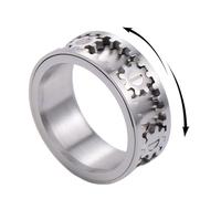 Générique Bague Anti-Stress en Acier Inoxydable - Anneau à Engrenage Tournant pour Réduire L'Anxiété, Jouets Anti-Stress, Argent (7)