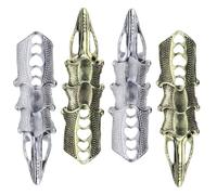 Générique Bague Complète Vintage Punk Argenté en Alliage, Lot de 4 Pièces | Ambiance Halloween, Anneau de Joint Décoratif sans Nickel, pour Femmes et Filles